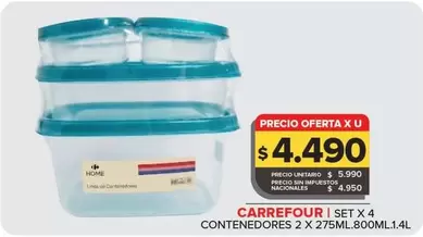 Carrefour - Set X 4 Contenedores