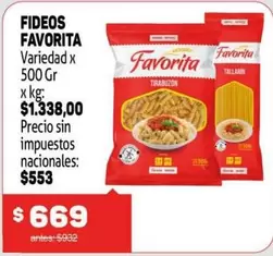 Favorita - Fideos Tirabuzon