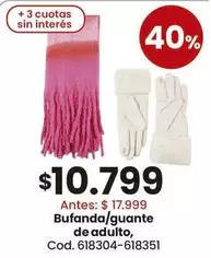 Bufanda/guante de adulto, Cod. 618304-618351