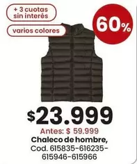 Chaleco de hombre, Cod. 615835-616235-615946-615966