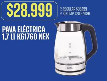 Nex - PAVA ELÉCTRICA 1,7 LT KG1760