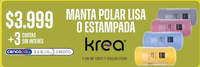 krea - MANTA POLAR LISA O ESTAMPADA