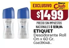 Etiquet - Desodorante Roll On x 60 Gr. Cód:39048