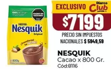 Nesquik - Cacao x 800 Gr. Cód:8116