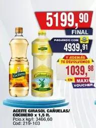 X$ - ACEITE GIRASOL CAÑUELAS/ COCINERO x 1,5 l