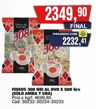 308 - FIDEOS NID AL HVO X 500 GRS