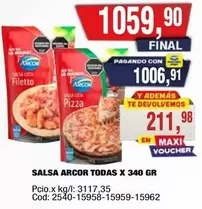 Arcor - SALSA ARCOR TODAS X 340 GR