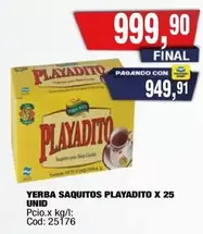 Playadito - YERBA SAQUITOS X 25 UNID