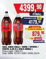 Coca cola - GAS. COCA COLA / ZERO / SPRITE / FANTA