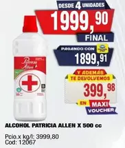 Patricia Allen - ALCOHOL PATRICIA ALLEN X 500 cc