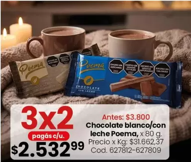 X$ - Chocolate blanco con leche