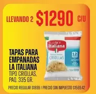 La Italiana - TAPAS PARA EMPANADAS TIPO CRIOLLAS