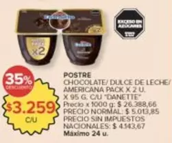 Danette - POSTRE CHOCOLATE/ DULCE DE LECHE/ AMERICANA