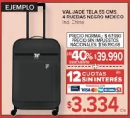 Negro - VALIJA TELA 55 CMS. 4 RUEDAS NEGRO MEXICO