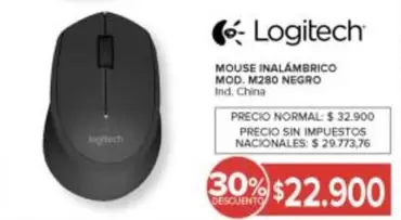 Logitech - MOUSE INALÁMBRICO MOD. M280 NEGRO