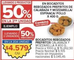 X$ - BOCADITOS REBOZADOS PREFRITOS CALABAZA Y MOZZARELLA/ ESPINACA/ POLLO