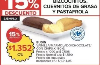 Carrefour - BUDÍN VAINILLA/MARMOLADO/CHOCOLATE/CON CHIPS