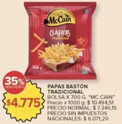 X$ - Papas Bastón Tradicional