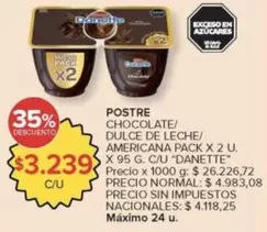 Danette - POSTRE CHOCOLATE/ DULCE DE LECHE/ AMERICANA PACK