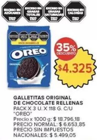 Oreo - GALLETITAS ORIGINAL DE CHOCOLATE RELLENAS