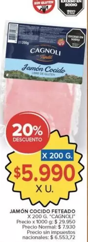 Cagnoli - JAMÓN COCIDO FETEADO