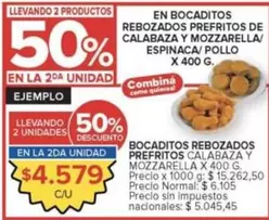 X$ - BOCADITOS REBOZADOS PREFRITOS DE CALABAZA Y MOZZARELLA/ ESPINACA/ POLLO