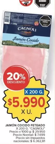 Cagnoli - Jamón Cocido Feteado