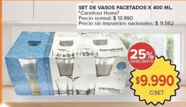 Carrefour home - SET DE VASOS FACETADOS X 400 ML