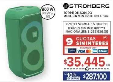 Stromberg - TORRE DE SONIDO MOD. LIRYC VERDE