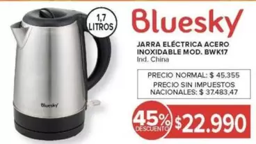 Bluesky - JARRA ELÉCTRICA ACERO INOXIDABLE MOD. BWK17