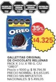Oreo - GALLETITAS ORIGINAL DE CHOCOLATE RELLENAS