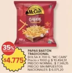 Mc Cain - PAPAS BASTÓN TRADICIONAL