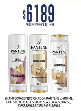 Pantene - SHAMPOO/ACONDICIONADOR x 400 ML COD SKU:83353,83356,83357,84363,84359,84353,83355,83963,84355,84361,83961