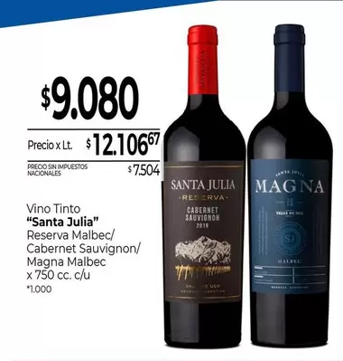 Malbec - Vino Tinto Reserva /Cabernet Sauvignon/Magna