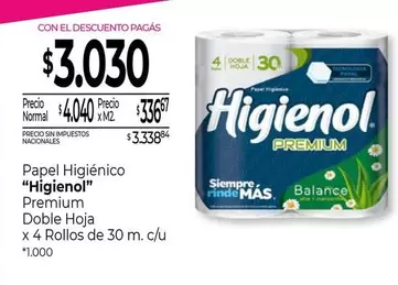 Higienol - Papel Higi0991enico Premium Doble Hoja