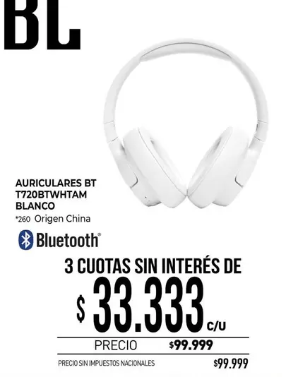 JBL - AURICULARES BT T720BWTHTAM BLANCO