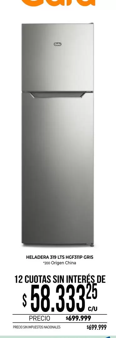 Gafa - HELADERA CAFA 325 LTS HGF35P GRIS