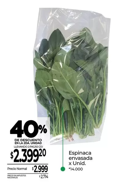 Espinaca envasada