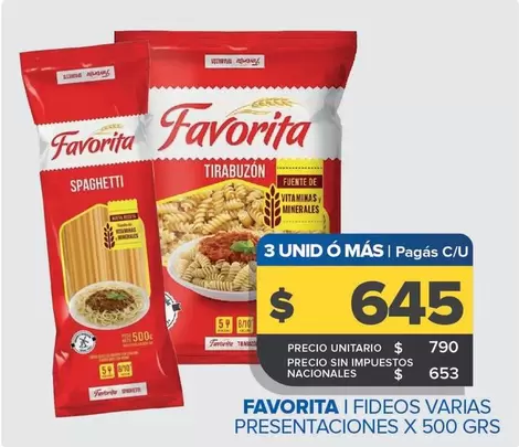 Favorita - Fideos Varias Presentaciones