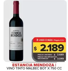 Estancia Mendoza - Vino Tinto Malbec Bot