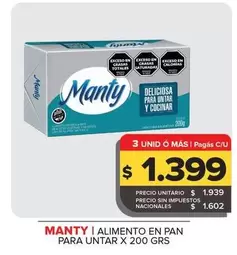 Manty - Alimento en pan para untar