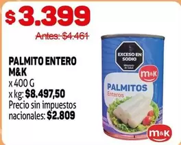 M&K - PALMITO ENTERO