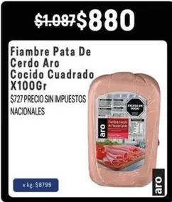 Aro - Fiambré Pata De Cerdo Cocido Cuadrado X100Gr