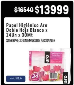 Aro - Papel Higi
ico Doble Hoja Blanco