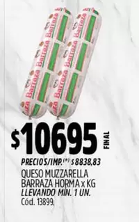 Barraza - QUESO MUZZARELLA HORMA x KG