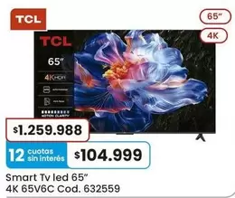 TCL - Smart Tv led 65" 4K 65V6C