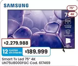 Samsung - Smart Tv Led 75" 4K UN75U8000FGC