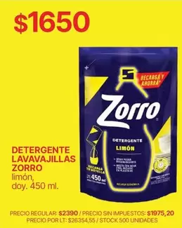 Zorro - DETERGENTE LAVAVAJILLAS LIMÓN