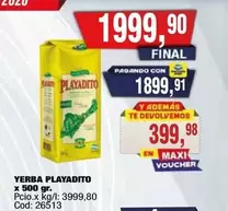 Playadito - YERBA PLAYADITO x 500 GR. Cod: 26513