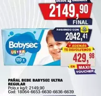 Babysec - PAÑAL BEBE ULTRA REGULAR